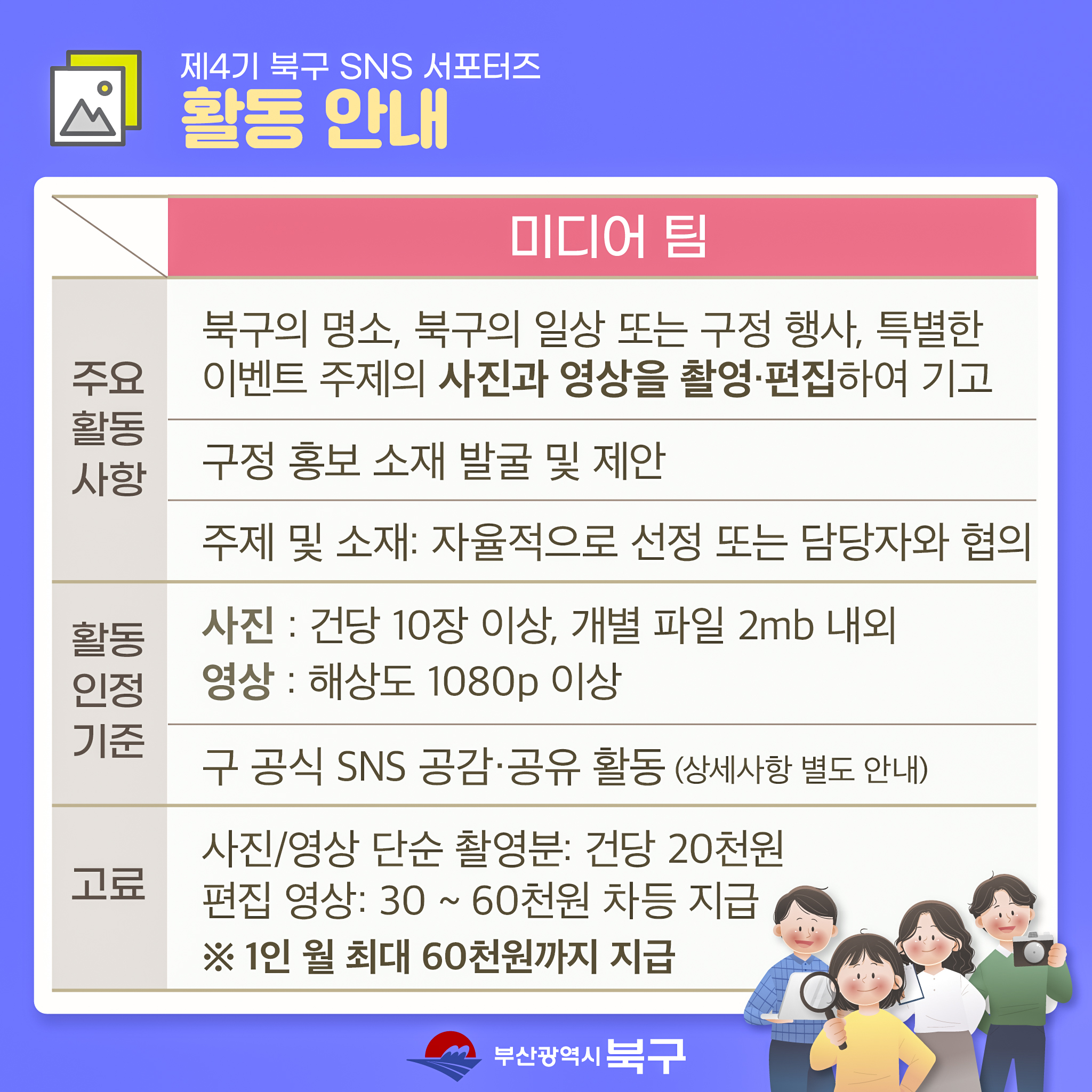 제4기 부산 북구 SNS 서포터즈 모집 안내