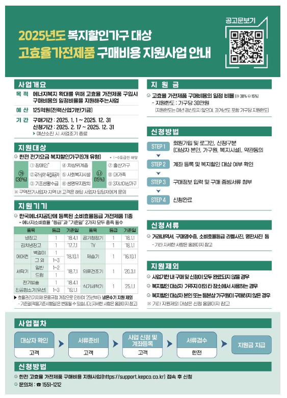 에너지 취약계층 고효율가전 구매지원 사업 홍보