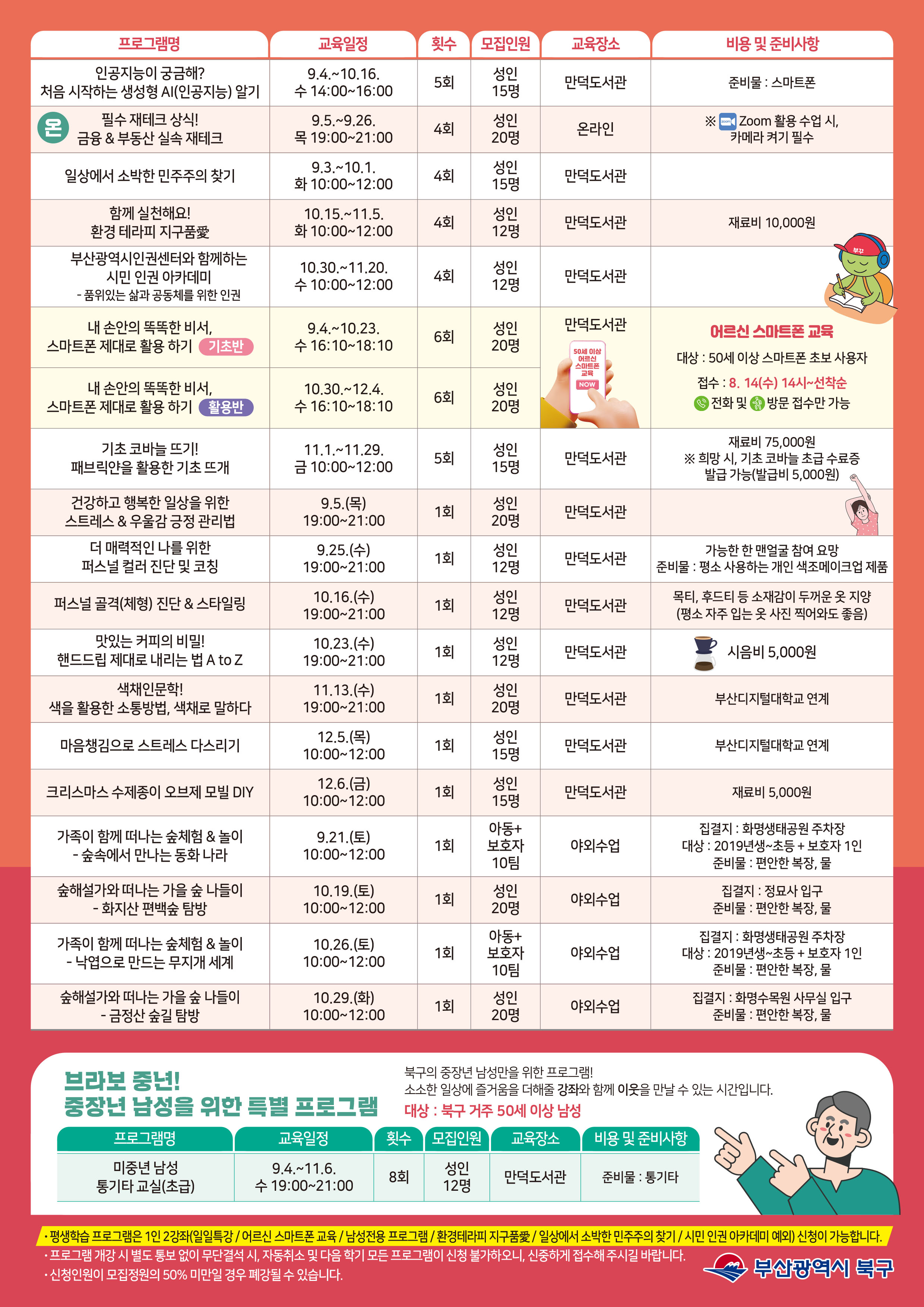 [모집] 2024년 하반기 북구 평생학습관 프로그램 접수안내