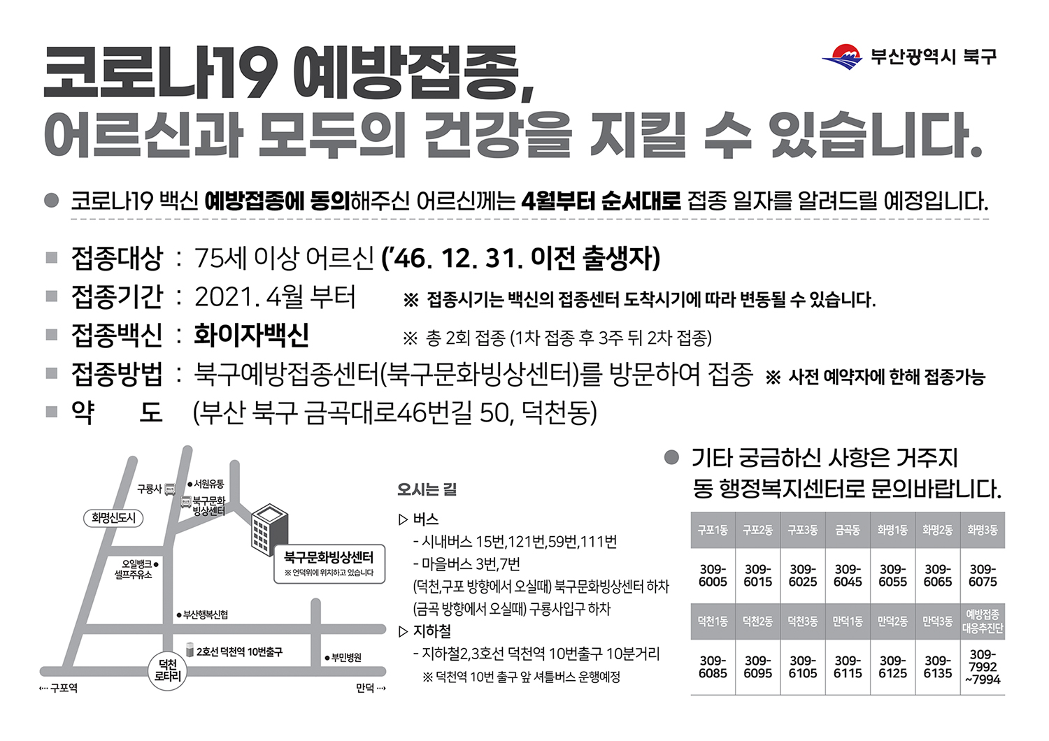 75세 이상 어르신 코로나19 백신접종 관련 안내