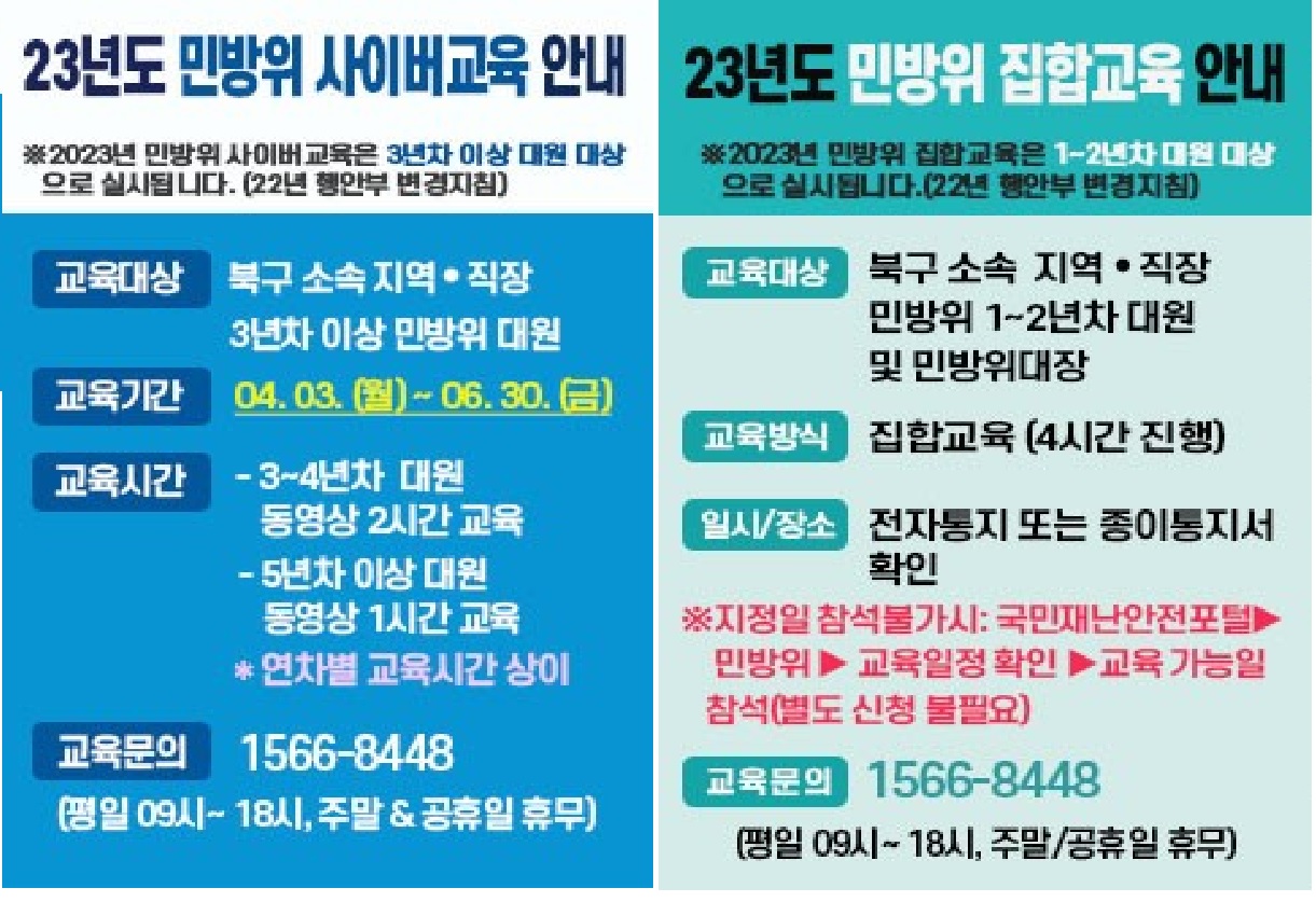 2023년도 민방위 본교육 안내