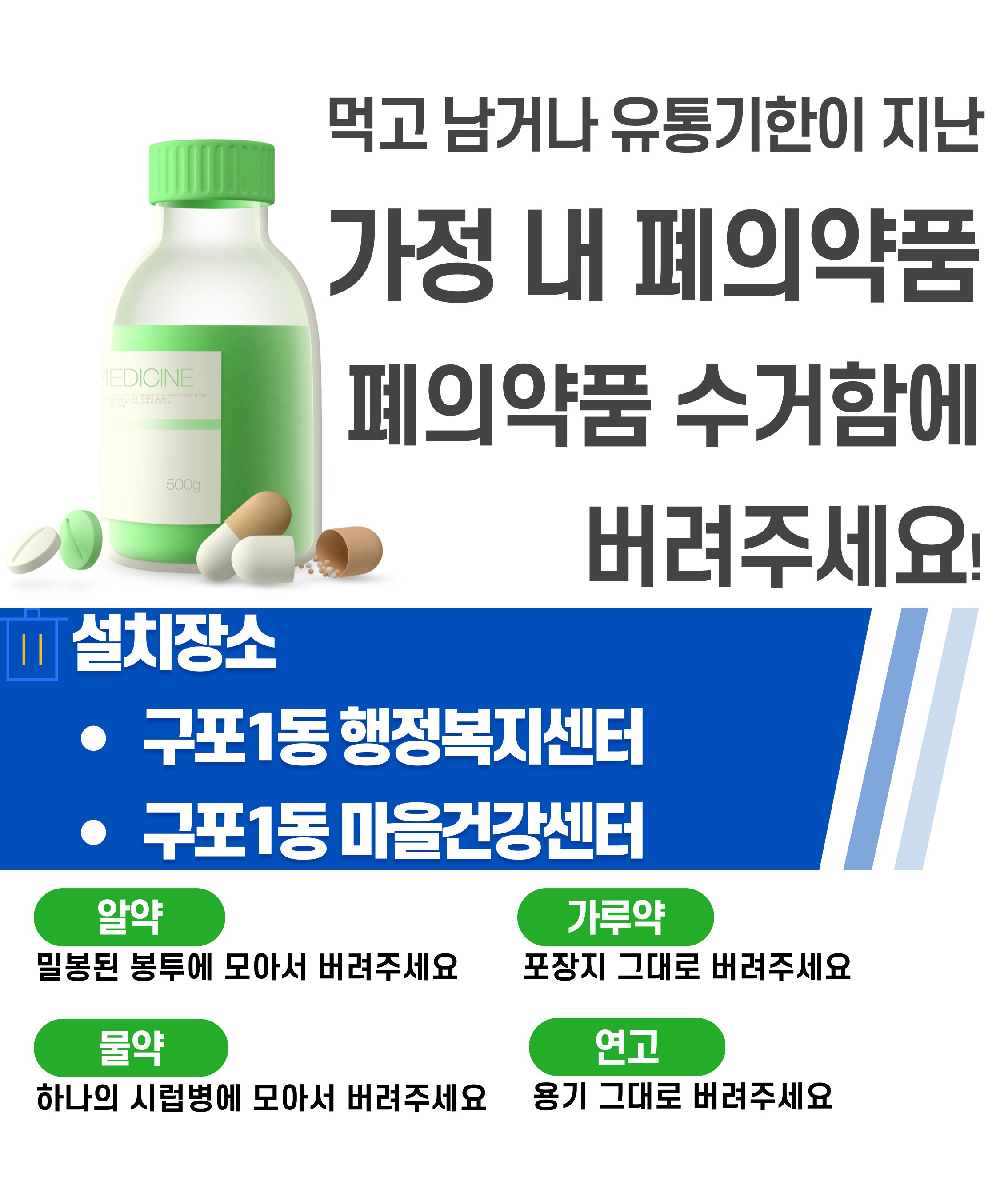 「건강하고 안전한 약 분리수거」폐의약품 전용 수거함 운영 알림
