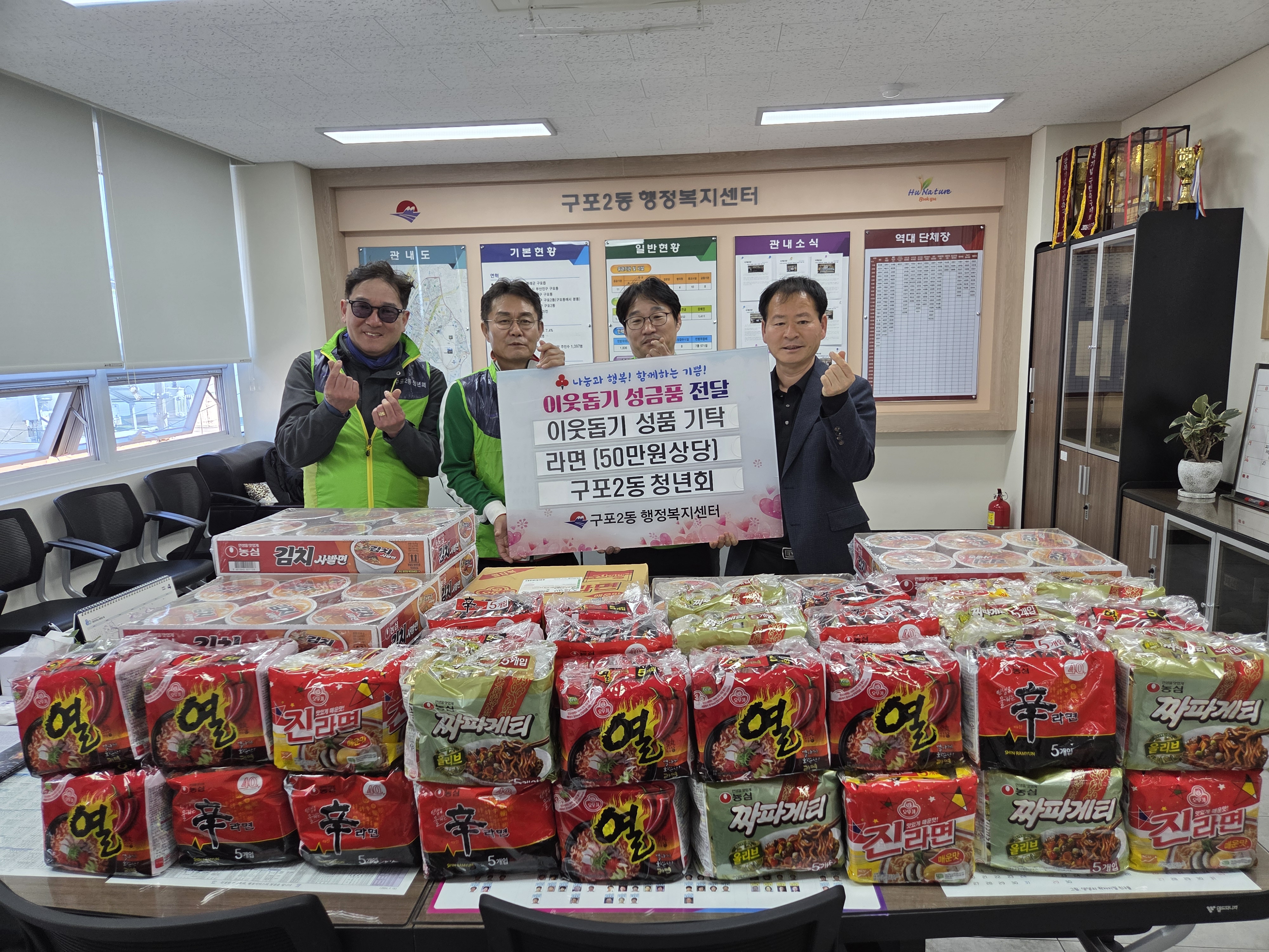 구포2동 청년회, 관내 취약계층에 라면 기탁
